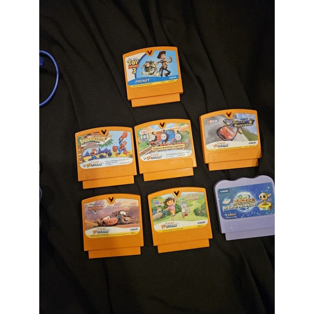 VTech V.Smile Pocket Learning System with 7 Game Cartridges Tested Works As Is